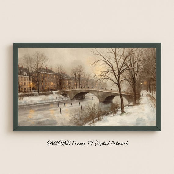 Samsung Frame Tv Art Skaters By The Stone Bridge