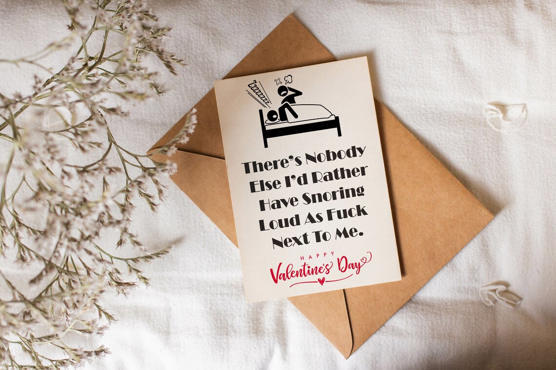 Snoring Loud As Fuck Next To Me Funny Rude Valentines Card Poster