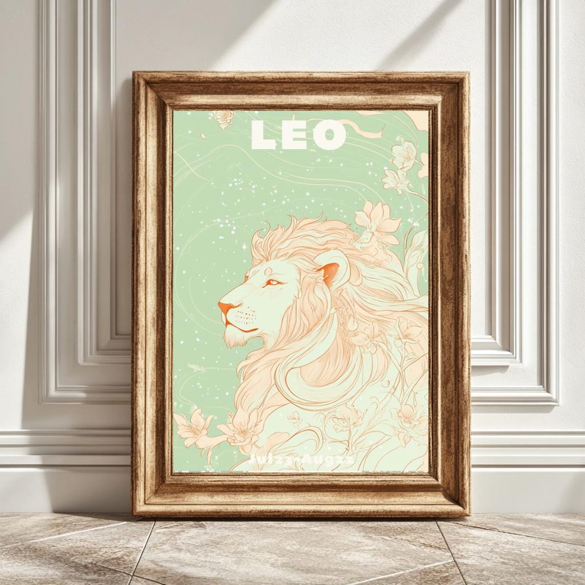 Leo Zodiac Art Print, Pastel Astrology Decor