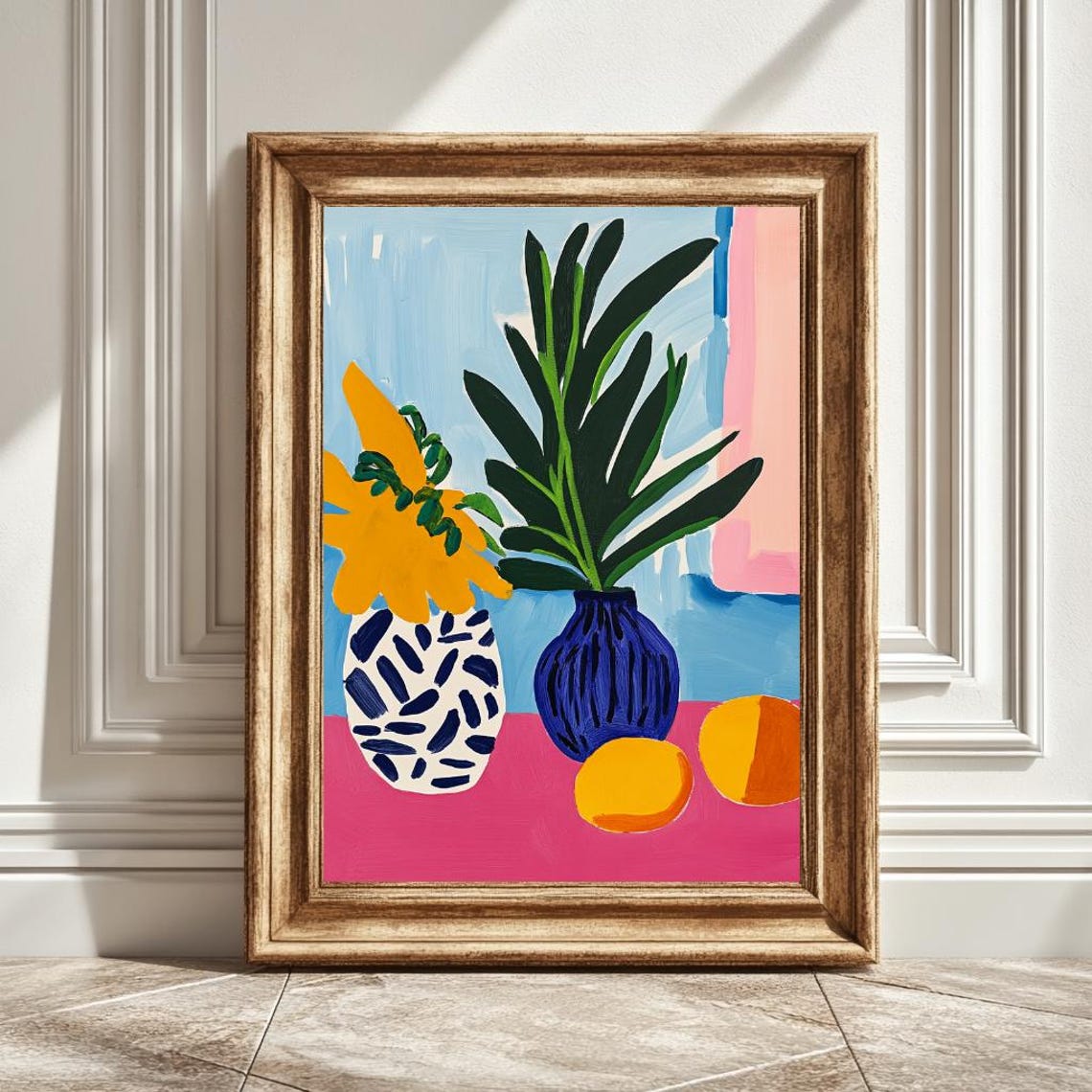 Matisse Inspired Vase And Fruit, Modern Art