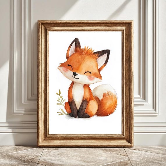 Fox Nursery Art Print, Gender Neutral Baby Room Decor