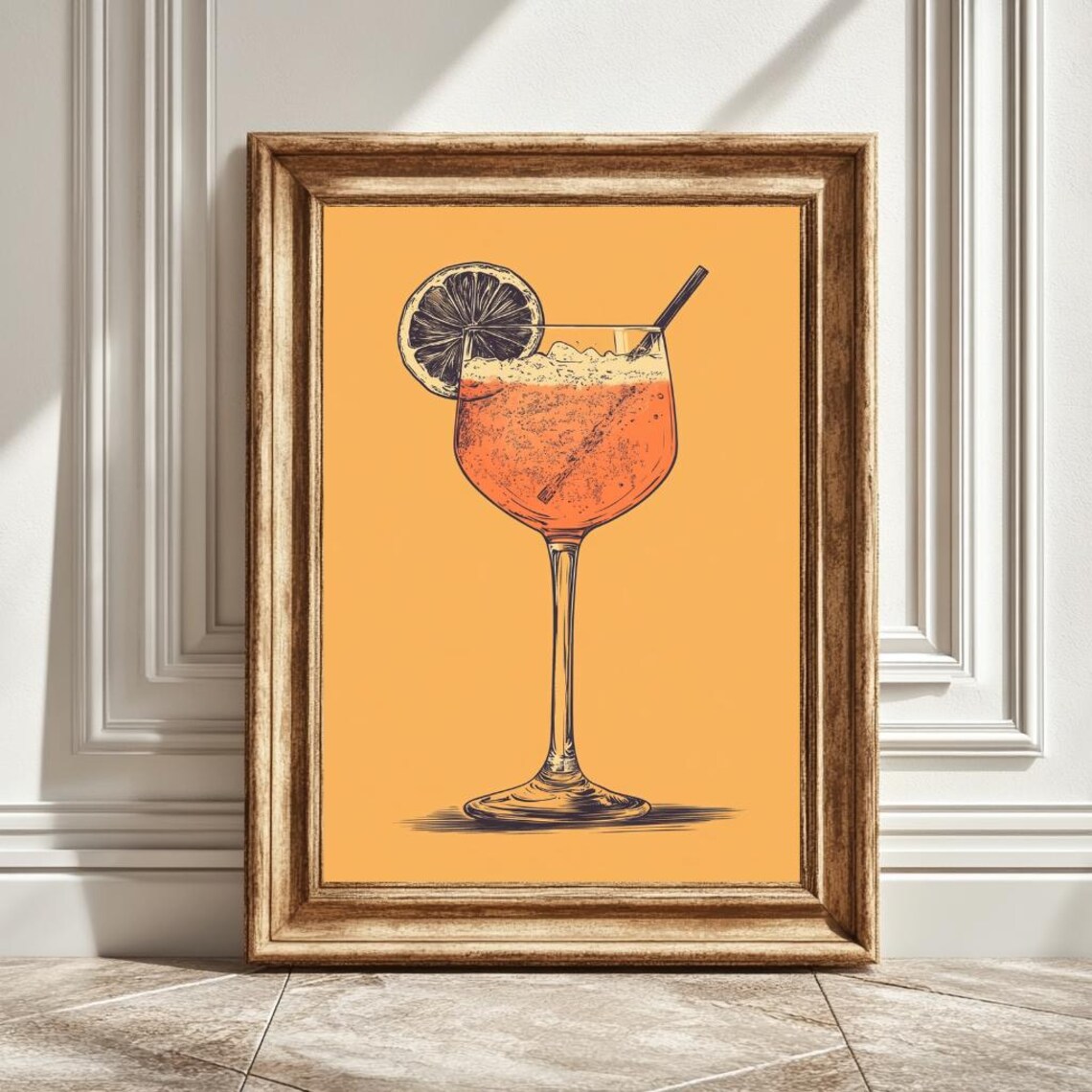 Aperol Spritz Drawing Art Print, Bar Decor
