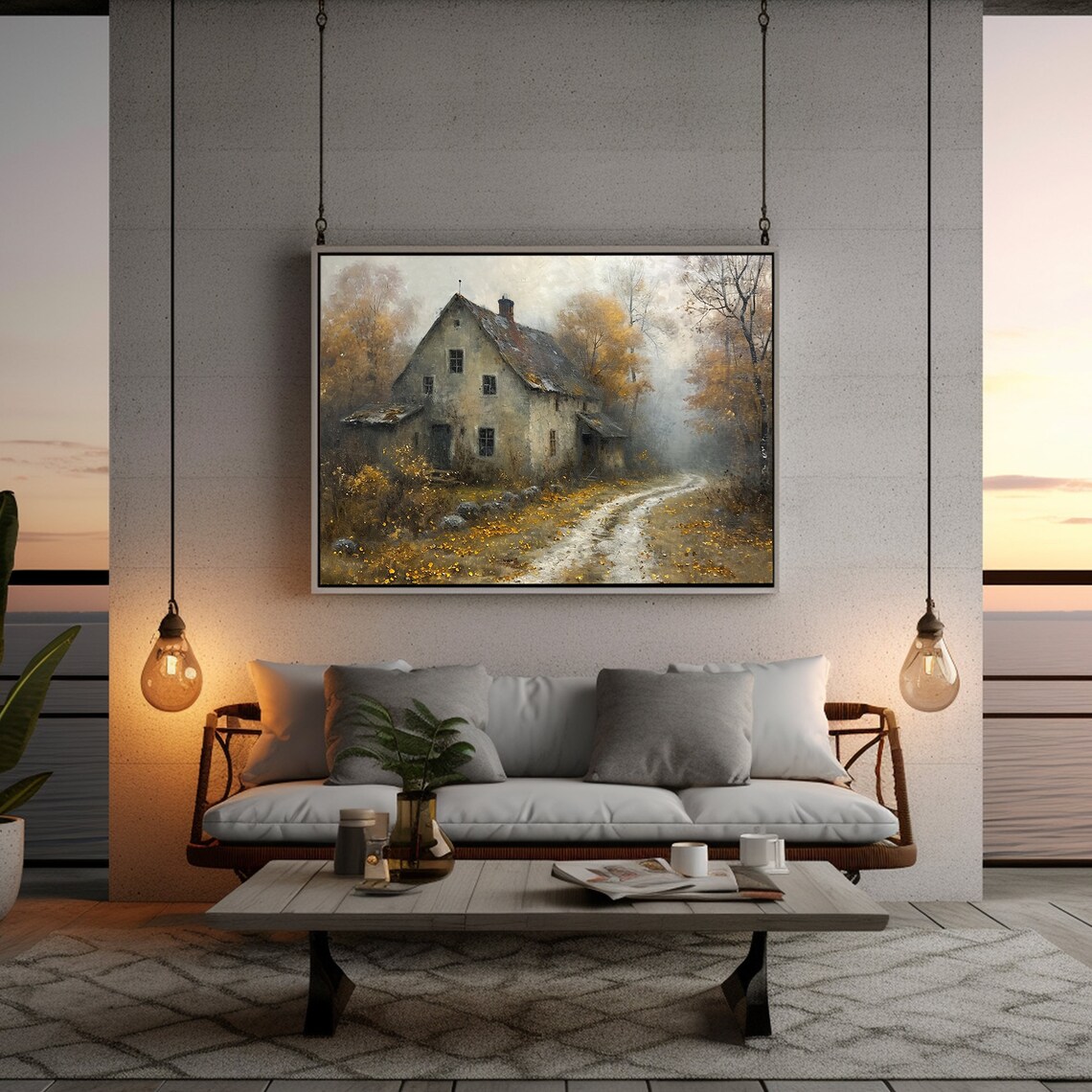 Muted Fall Landscape Art Print, Rustic Cottagecore - Image 4