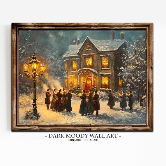 Christmas Carolers Victorian Winter Holiday Wall Art