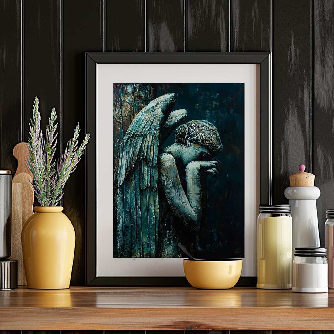 Dark Angel Art Print, Gothic Dark Academia Decor - Image 5