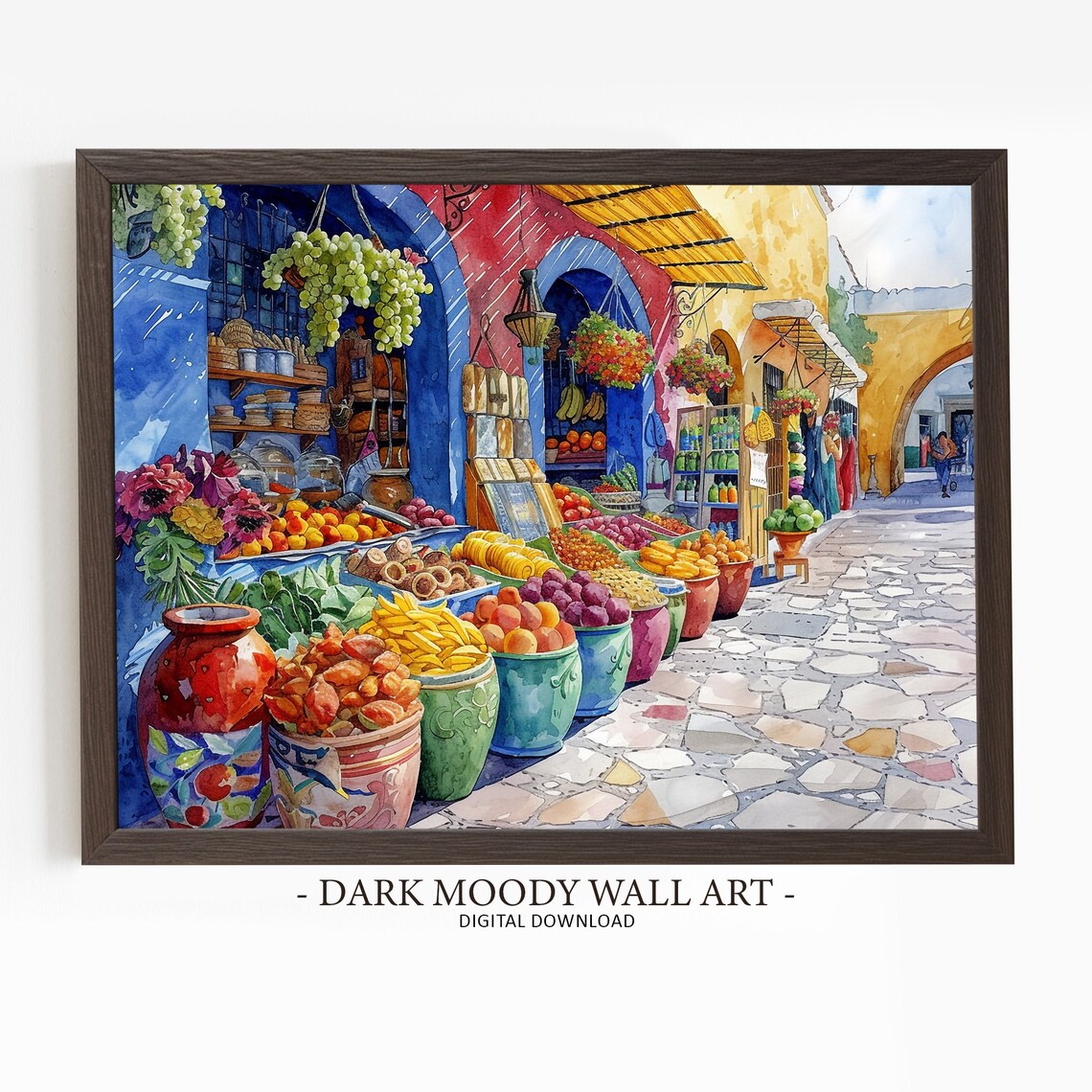 Mexican Market Colorful Fruit Street Scene Art Print