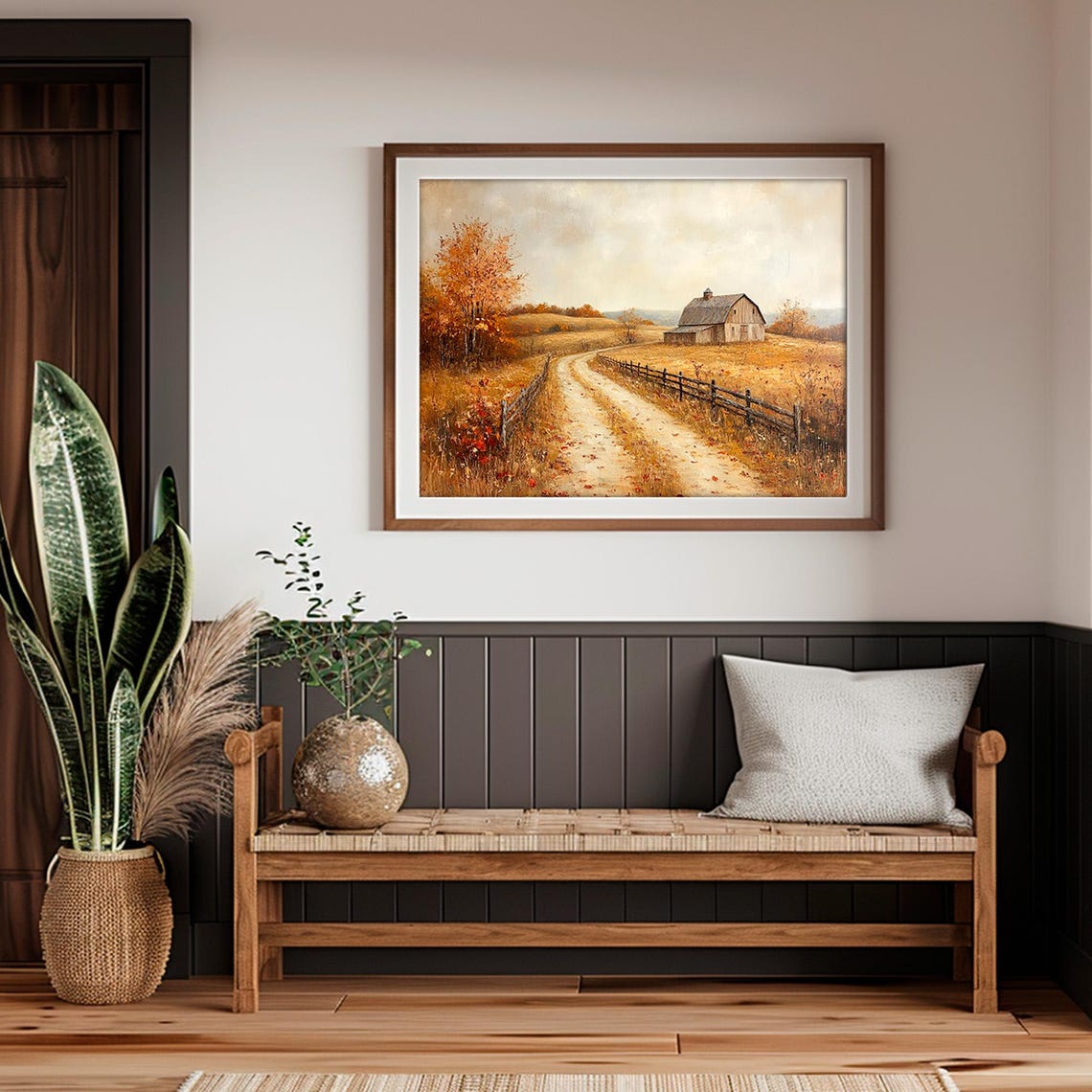 Autumn Barn Dirt Road Rustic Fall Countryside Landscape Poster - Image 2