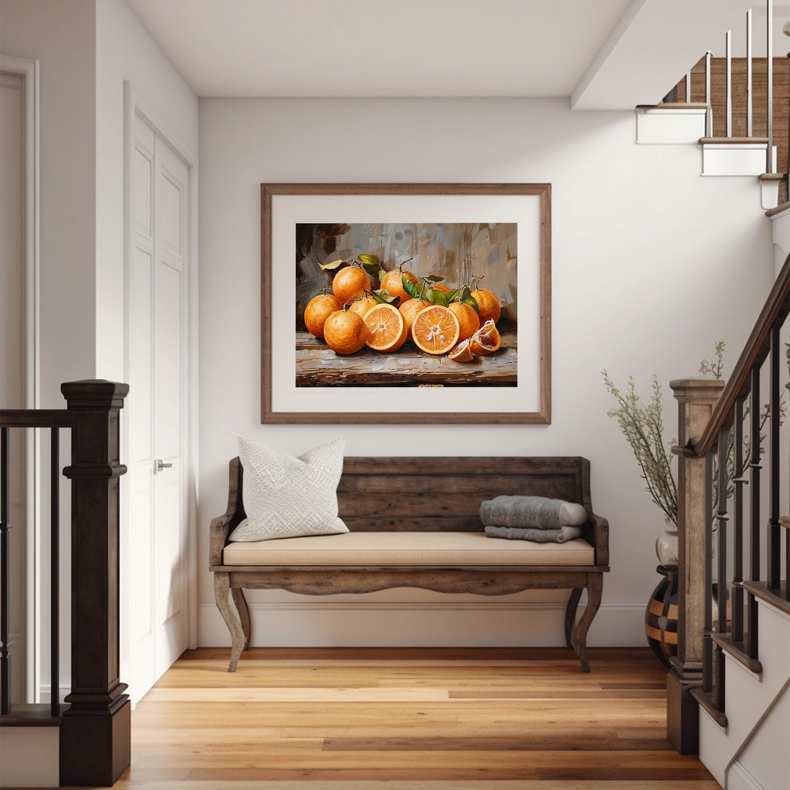 Orange Citrus Still Life Sliced Fruit Rustic Kitchen Painting Poster - Image 5