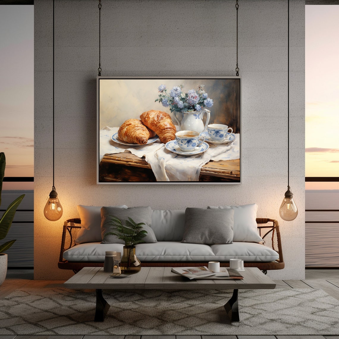 Vintage Kitchen Still Life Painting Farmhouse Moody Wall Art Rustic - Image 3