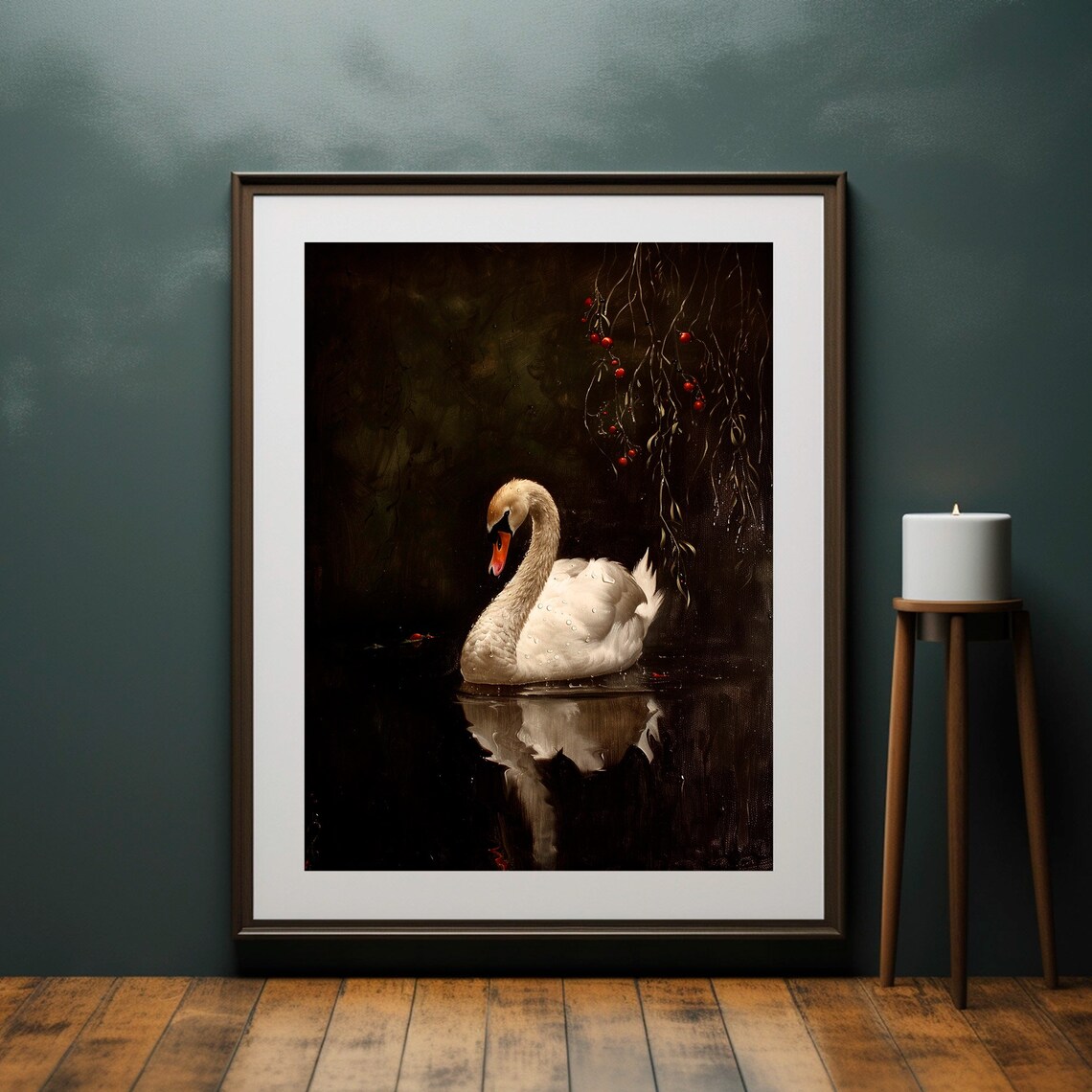 Antique White Swan Painting Vintage Bird Art Print - Image 6