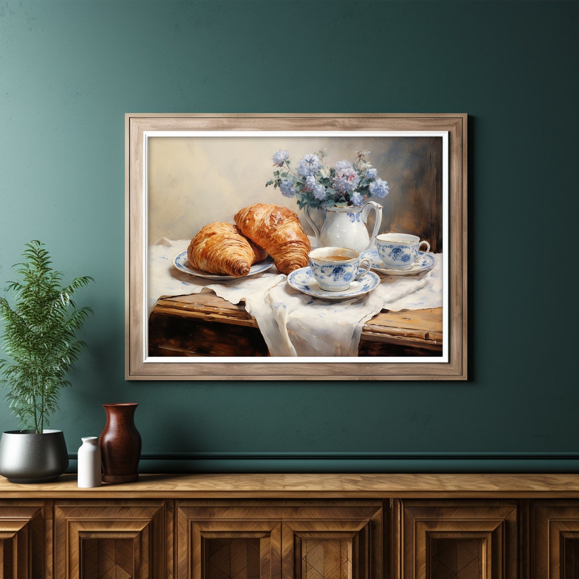 Vintage Kitchen Still Life Painting Farmhouse Moody Wall Art Rustic - Image 2