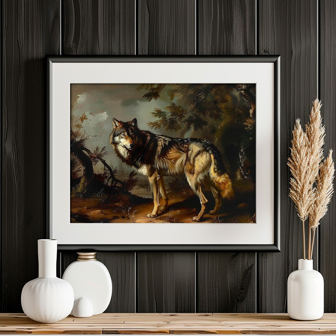 Antique Wolf Print, Moody Rustic Farmhouse Decor - Image 4