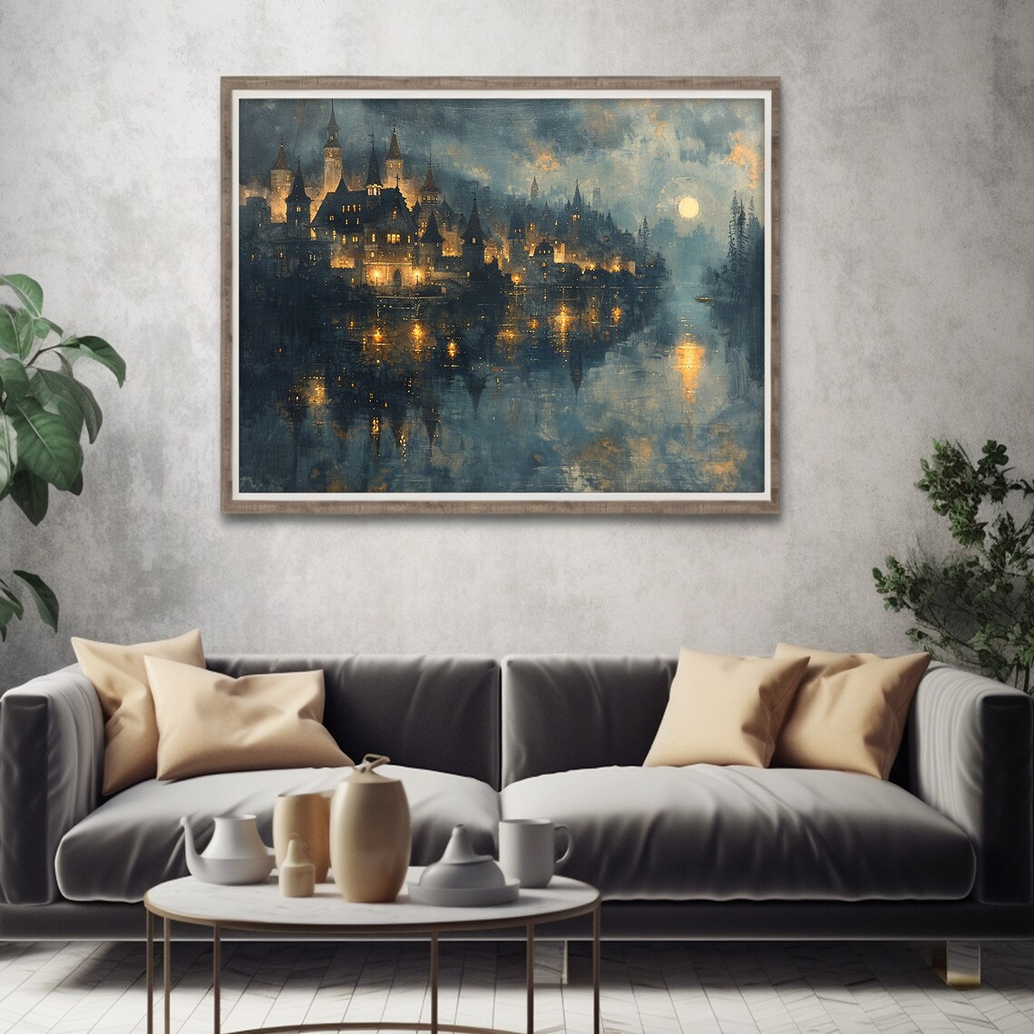 Fantasy Castle Painting Fairytale City Art Print - Image 4