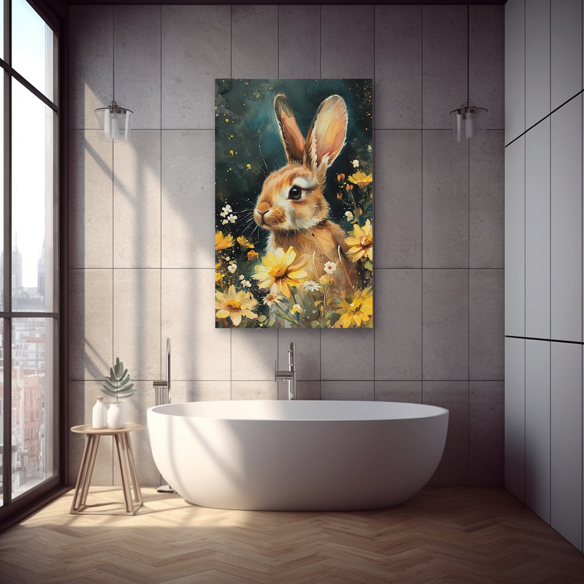 Easter Rabbit Prints Spring Wall Art Dark Academia Decor Moody Bunny Painting - Image 5