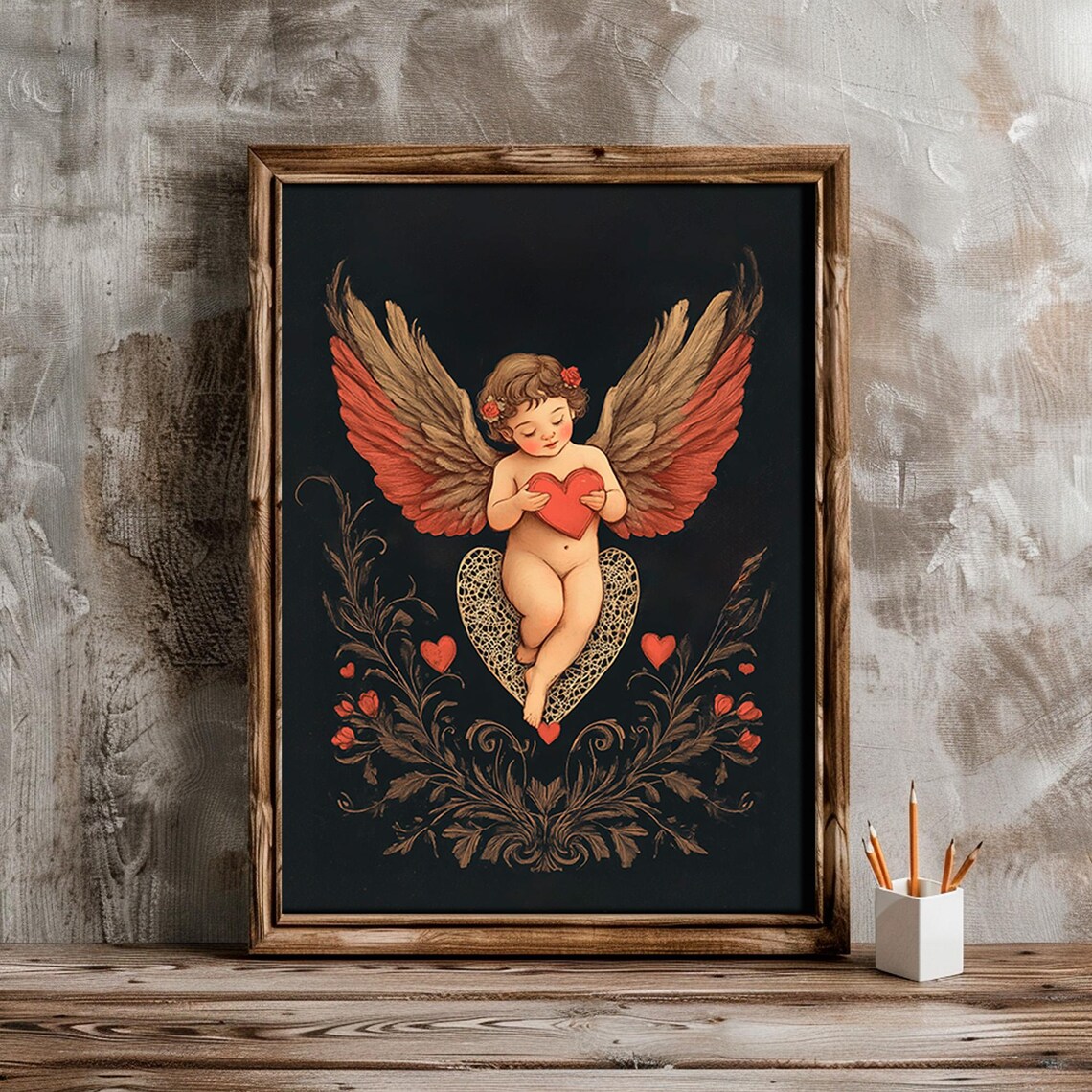 Cupid With Heart Romantic Wall Art Print - Image 5