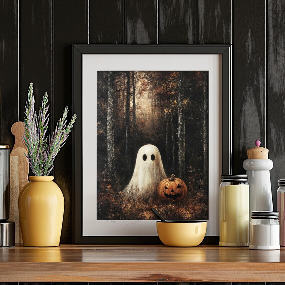 Dark Forest With Ghosts, Vintage Halloween Art Print - Image 5