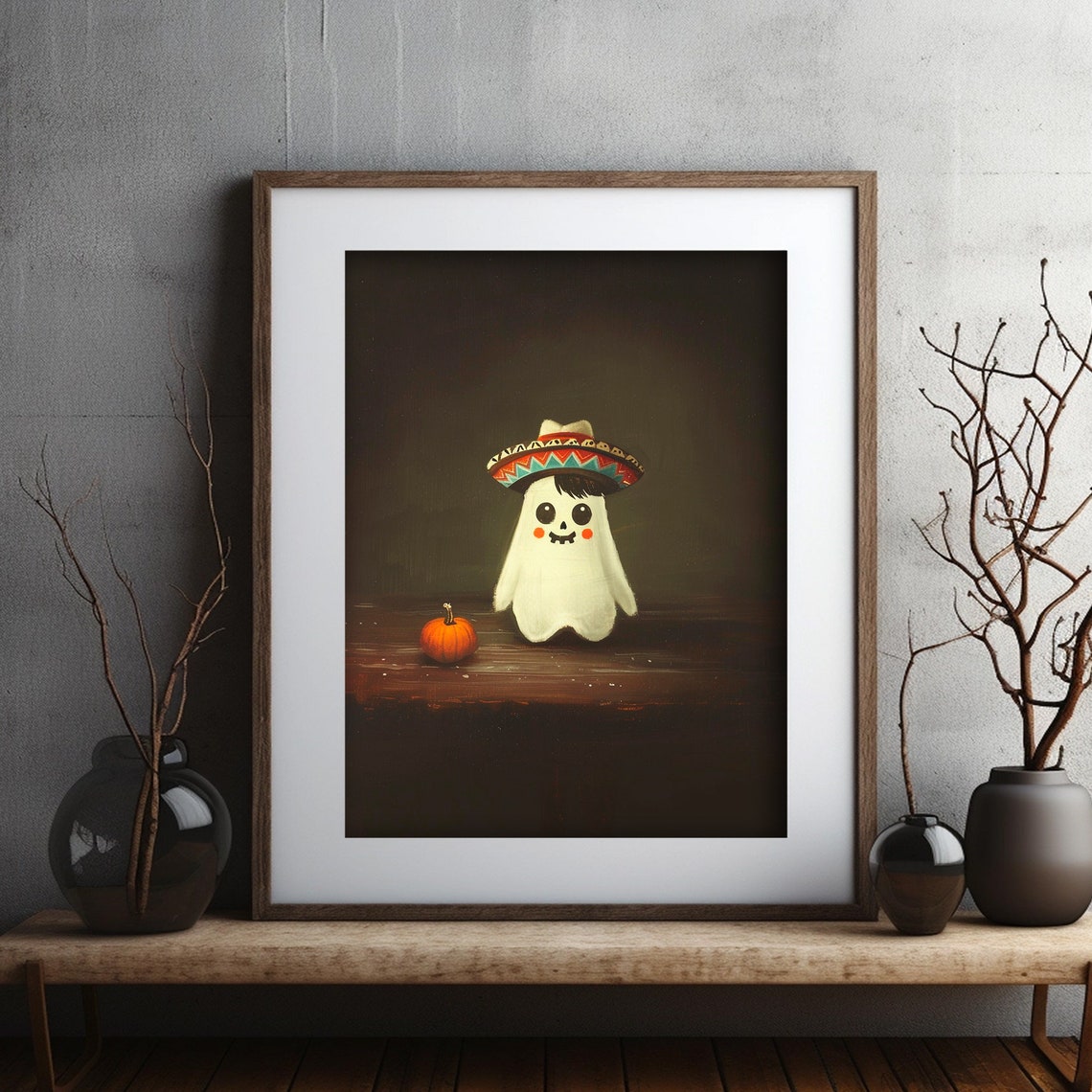 Mexican Ghost Painting Halloween Wall Art Dark Academia Decor Gothic Cottagecore Print Cute Halloween Ghost - Image 2