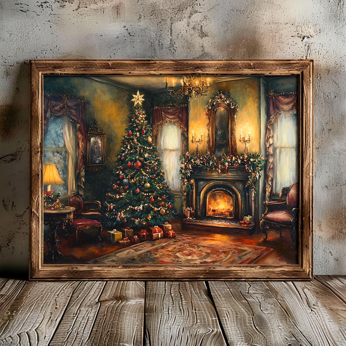 Victorian Christmas Tree With Fireplace, Dark Academia Decor - Image 6
