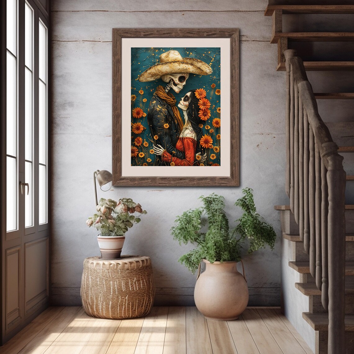 Día de los Muertos Couple Catrina Calavera Art Print - Image 2