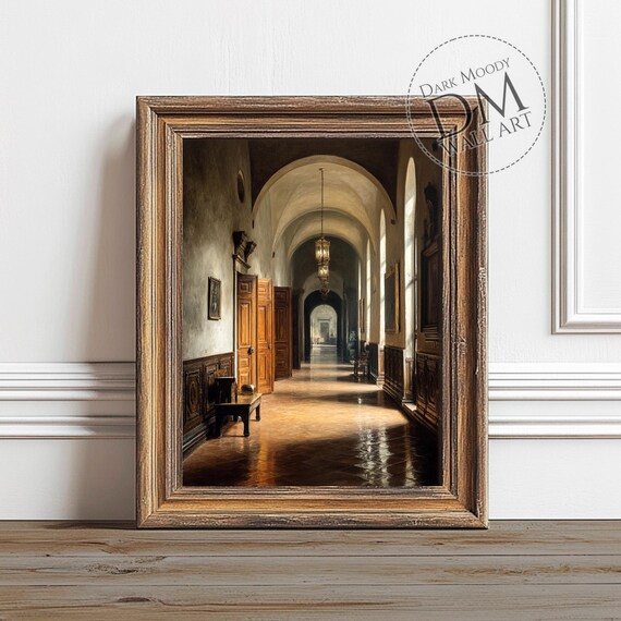 Victorian Hallway Wall Art Gothic Castle Interior Corridor Print