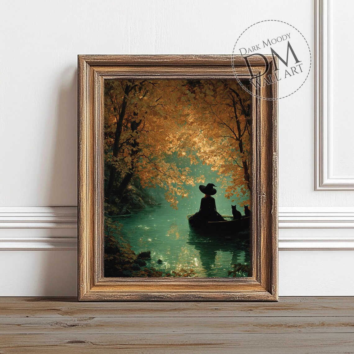 Witch Wall Art Autumn Forest With Black Cats Halloween Print