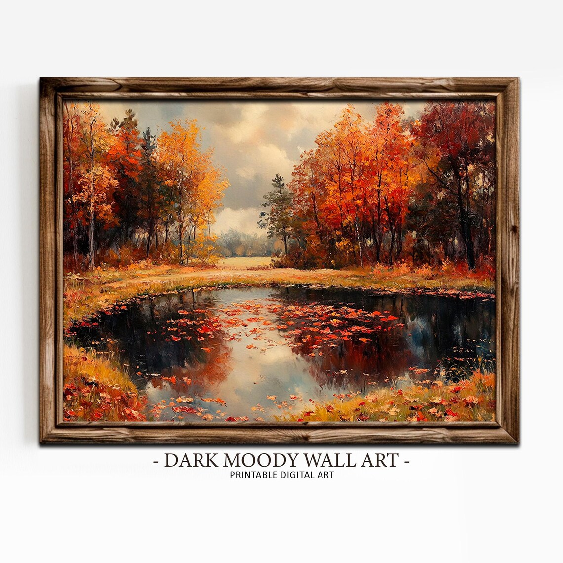 Dark Moody Fall Forest Art Print, Vintage Autumn - Image 2