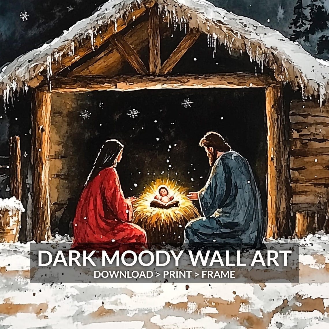 Nativity Scene Birth Of Baby Jesus Painting Vintage Christmas Wall Art Christian Wall Art Holy Family Print - Image 6