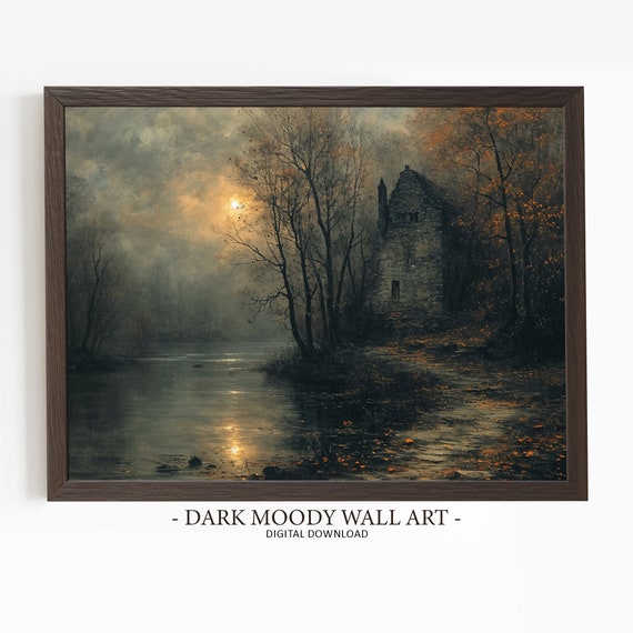 Moody Ireland Print Dark Irish Painting Coastal Rustic Landscape Wall Art St Patricks Day Decor