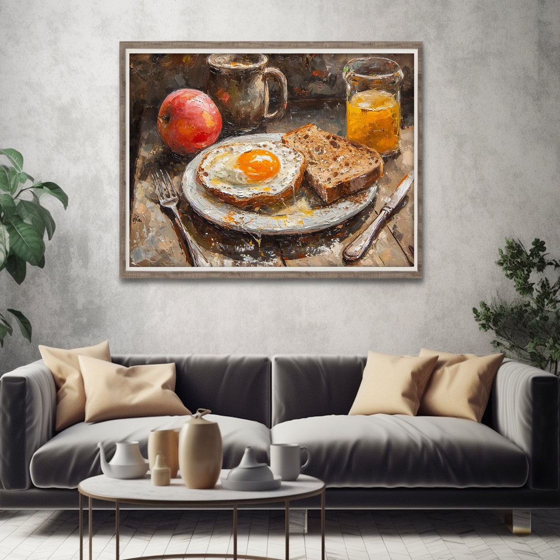 Breakfast And Brunch Art Prints Moody Still Life Kitchen Art Egg Painting Food Print - Image 3