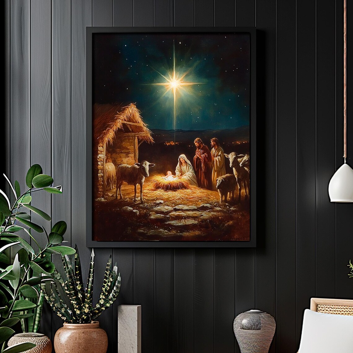 Nativity Scene Vintage Christian Art Print - Image 4