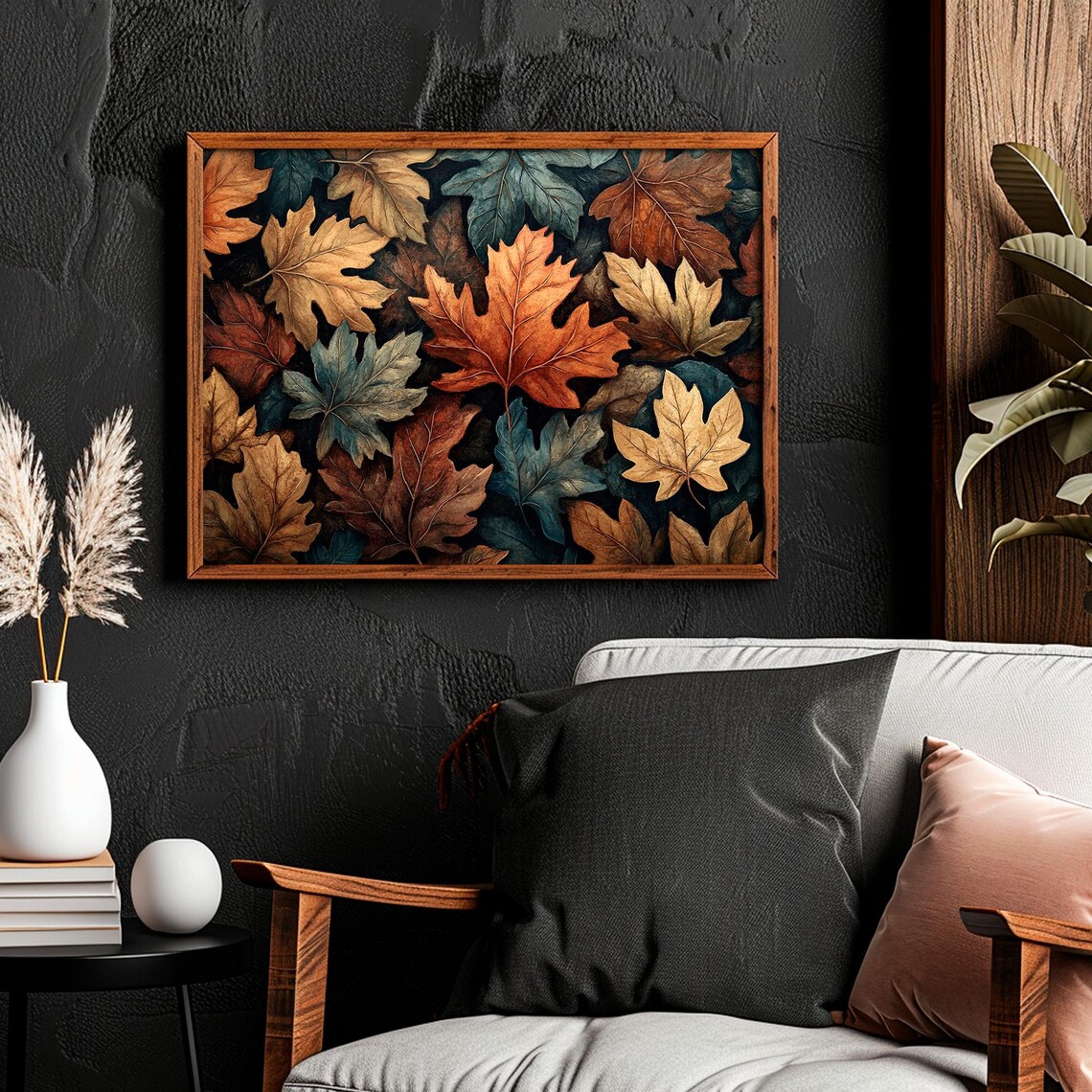 Vintage Autumn Leaves Botanical Pattern Maple Oak Fall Foliage Art Poster - Image 2