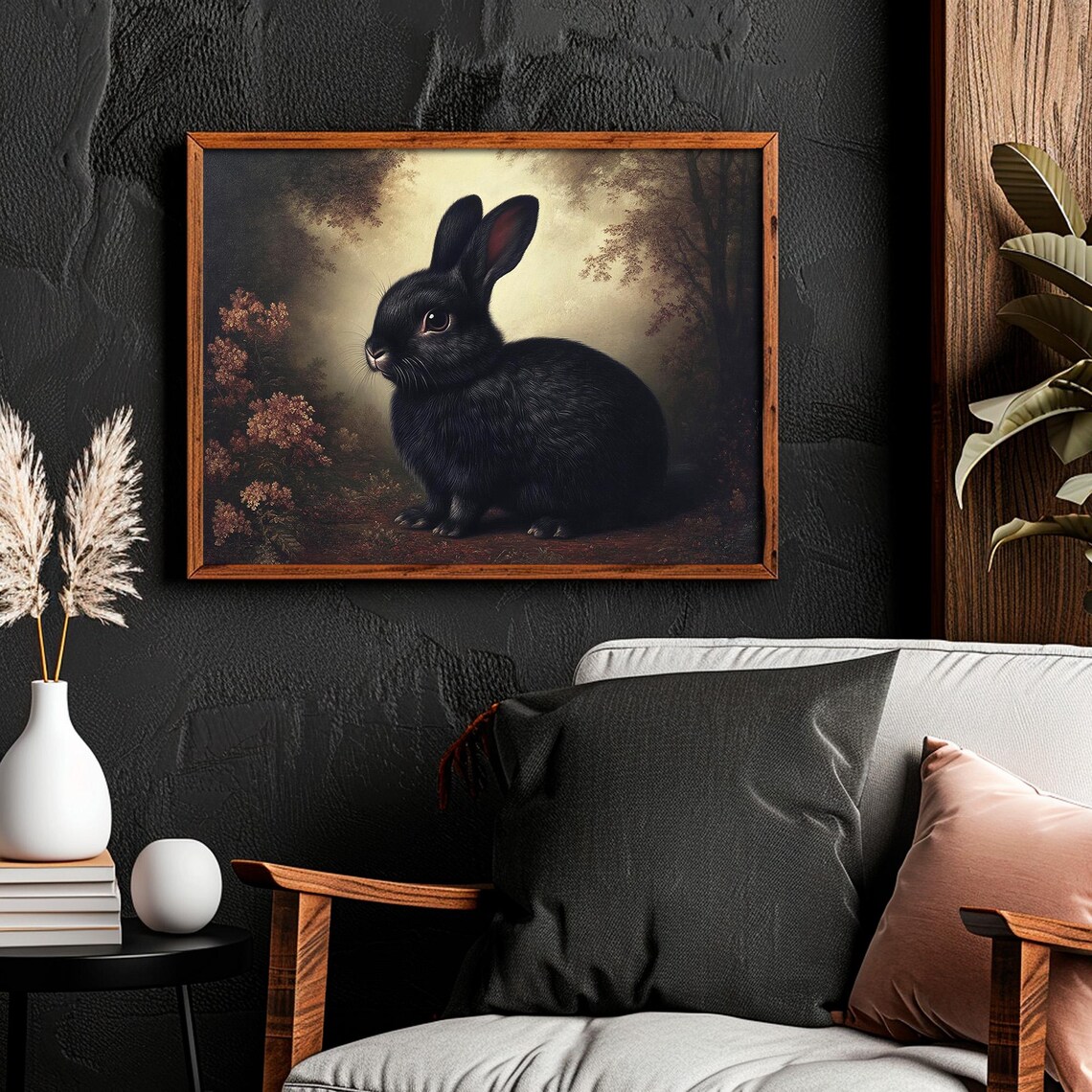 Antique Black Rabbit Art Print, Vintage Dark Academia - Image 4