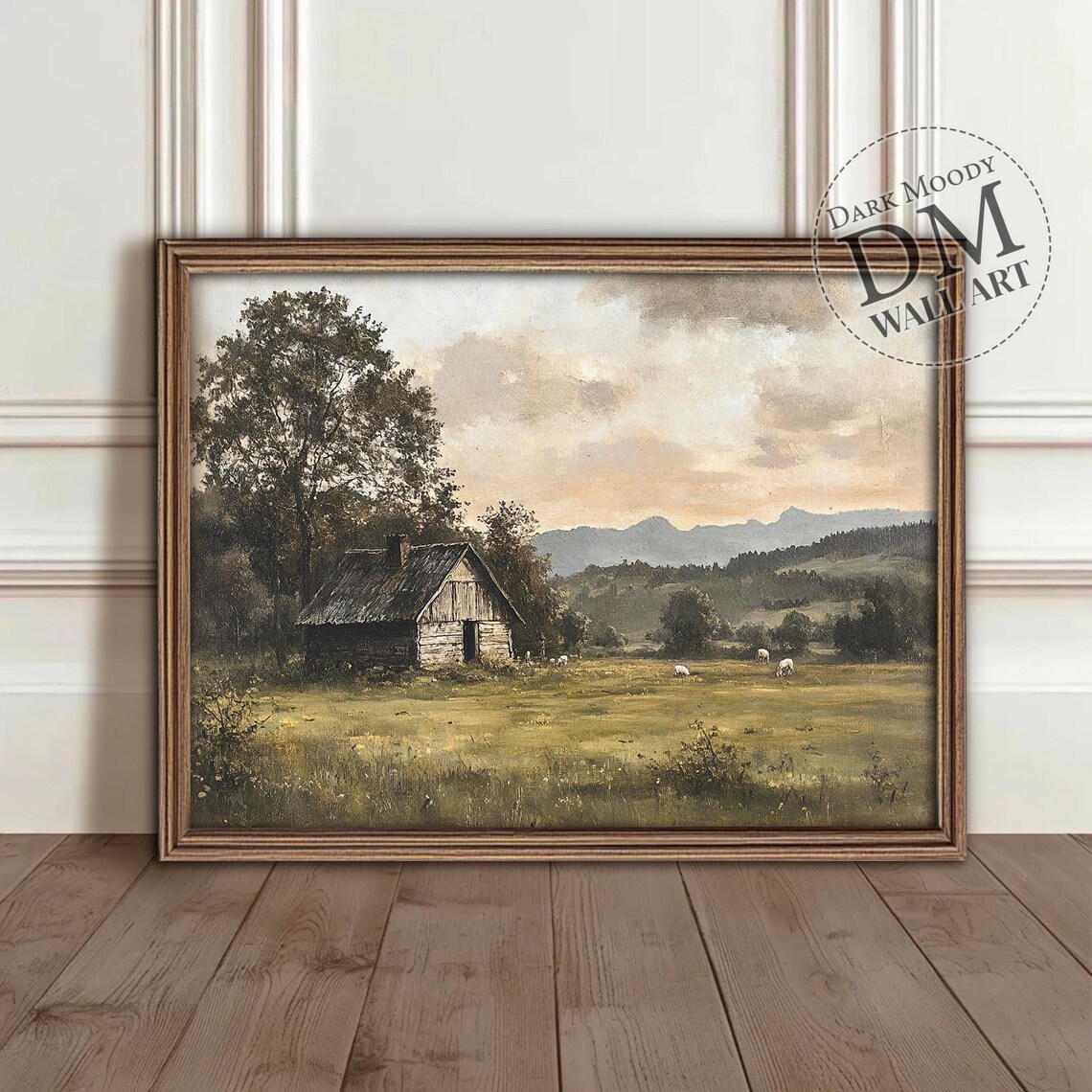 French Countryside Landscape Poster Print, Sheep