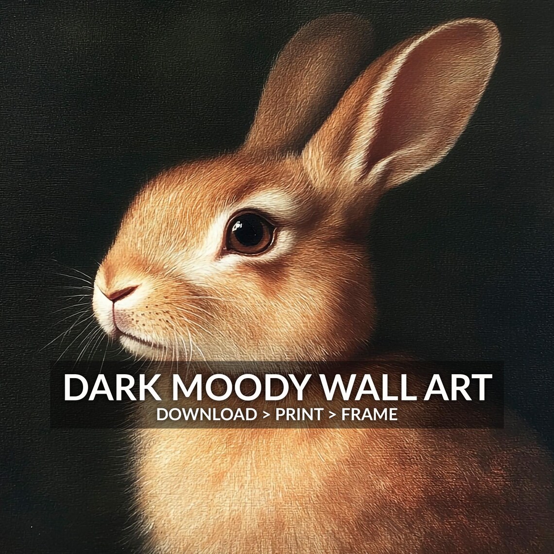 Brown Wild Rabbit Profile Portrait Dark Moody Animal Art Poster - Image 6