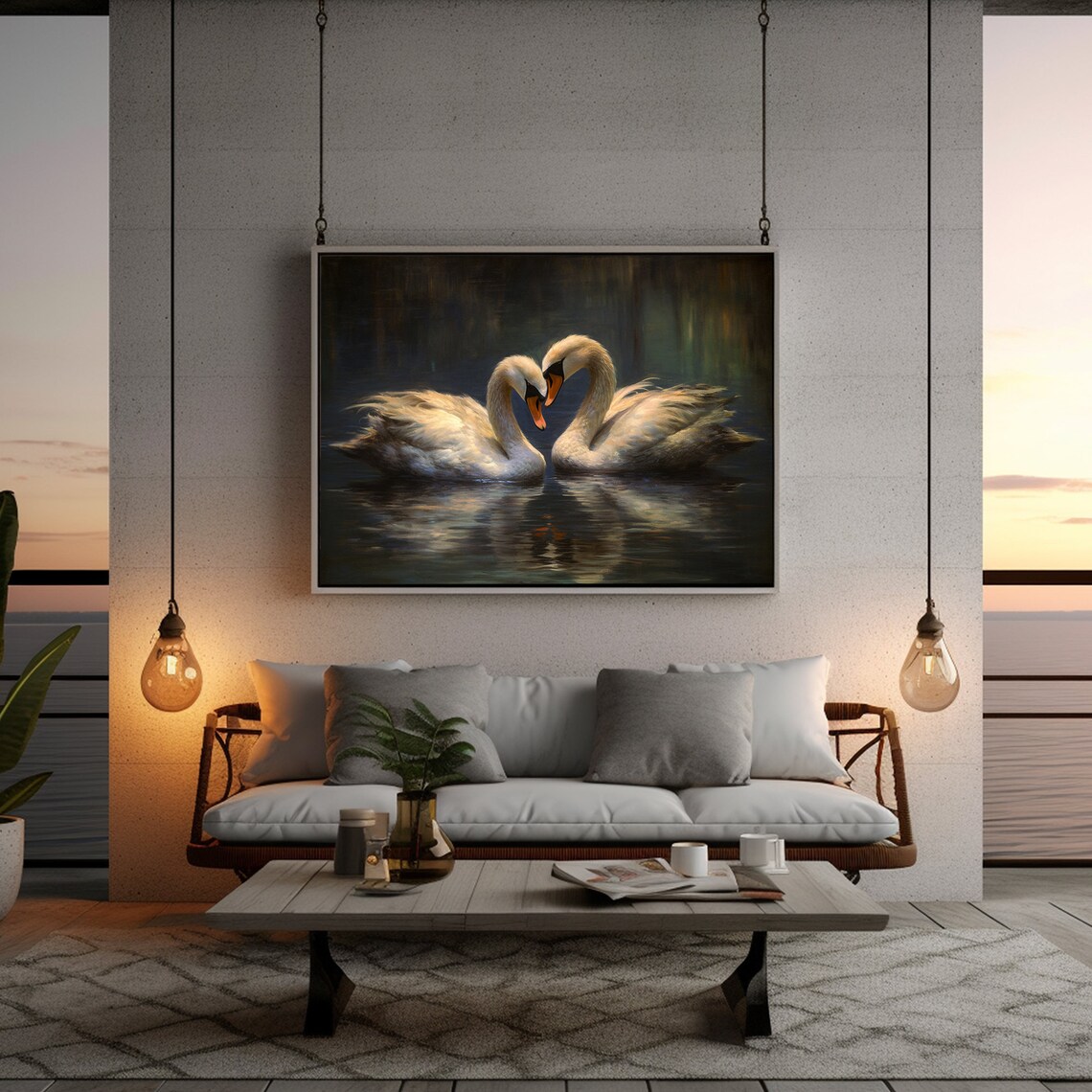 White Swan Painting, Dark Academia Bird Art - Image 2