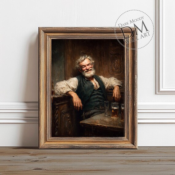 Irish Pub Portrait Art Print, Rustic Beer Tavern