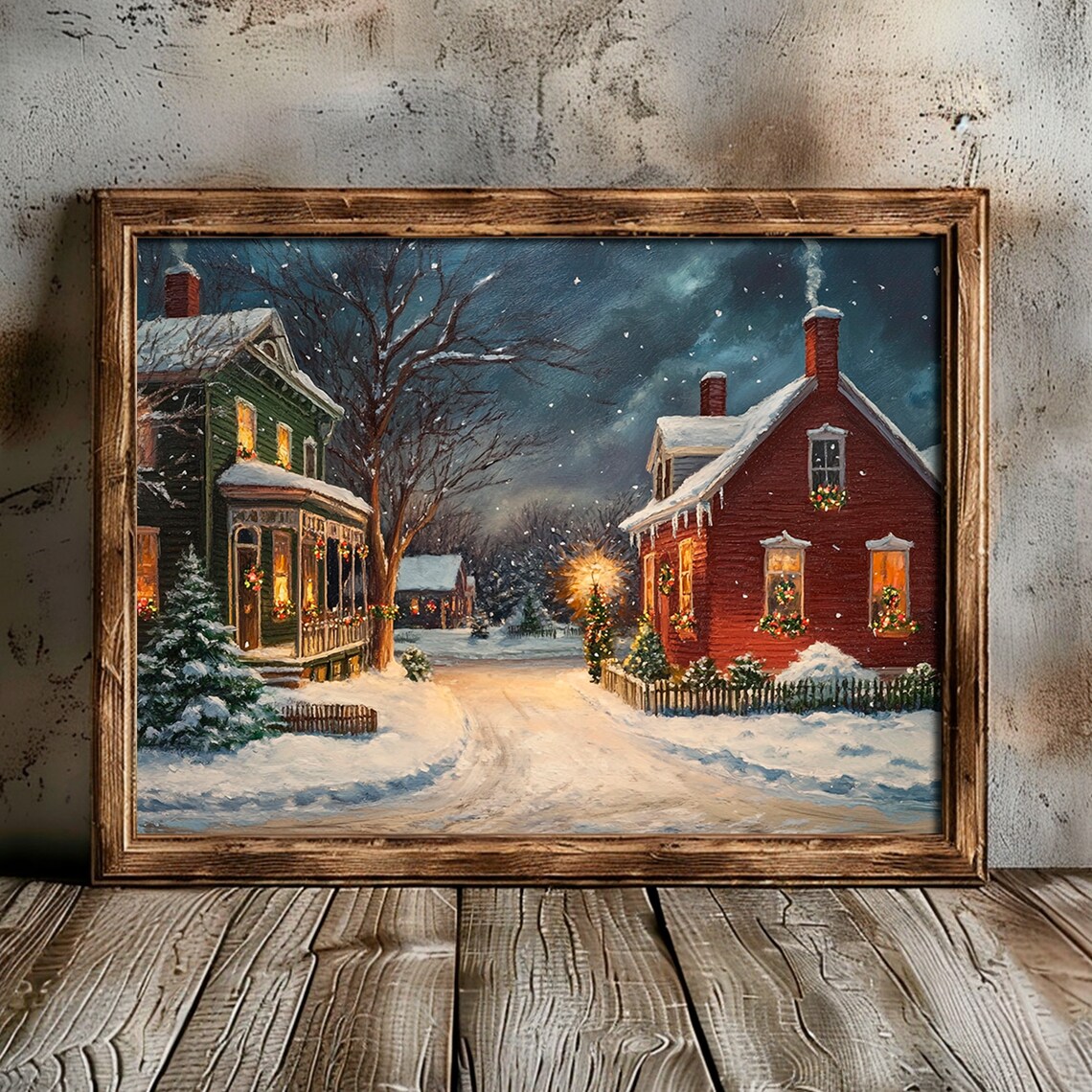 Christmas Town Vintage Christmas Village Art Print - Image 4