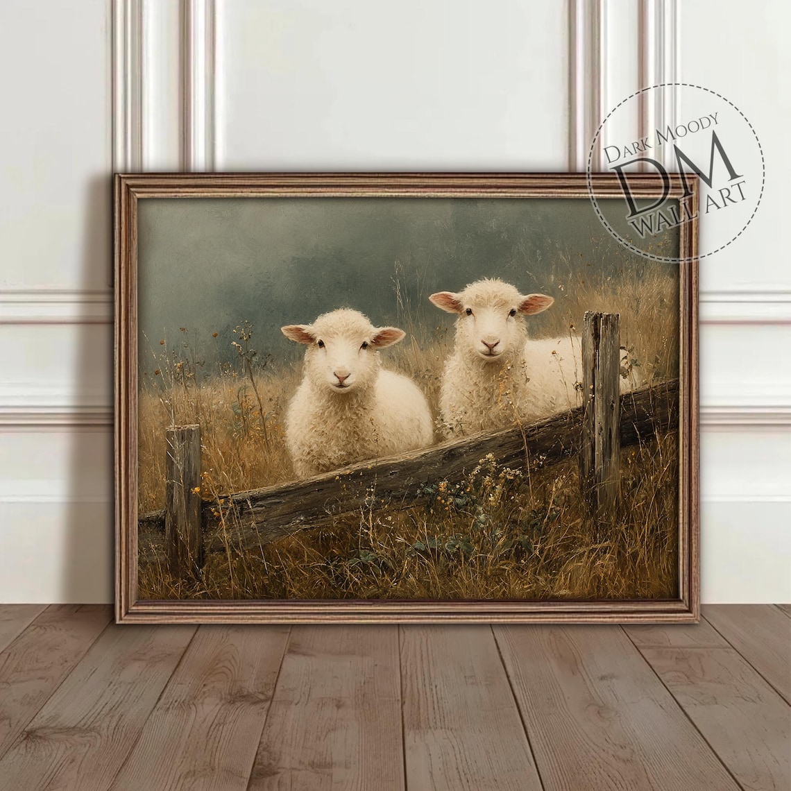 Sheep In Meadow Rustic Country Farm Animal Art Print