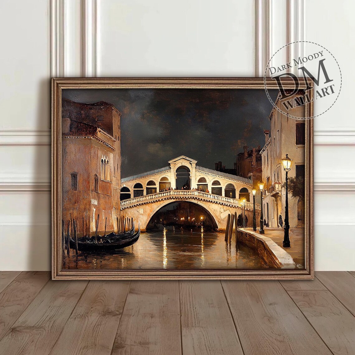Venice Rialto Bridge Travel Poster, Italian Cityscape