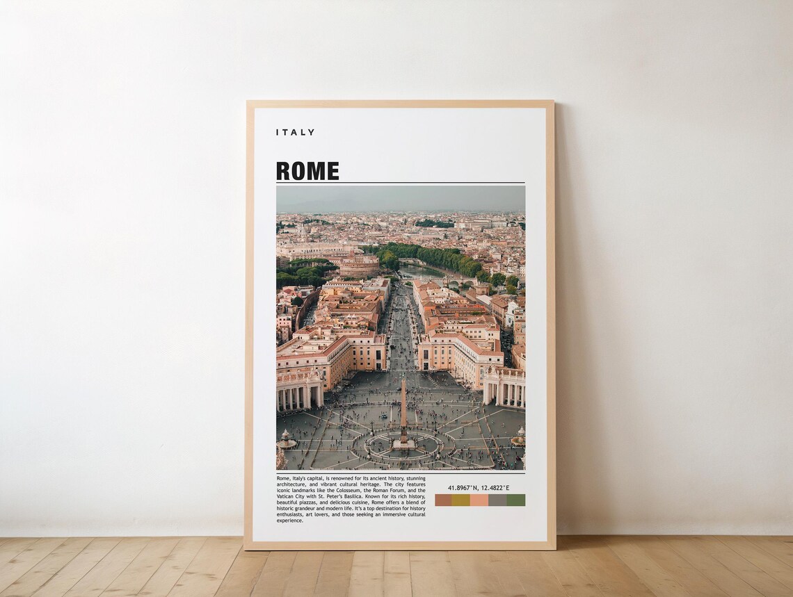 Rome Italy Aerial St Peters Square Vatican Photo Travel Poster