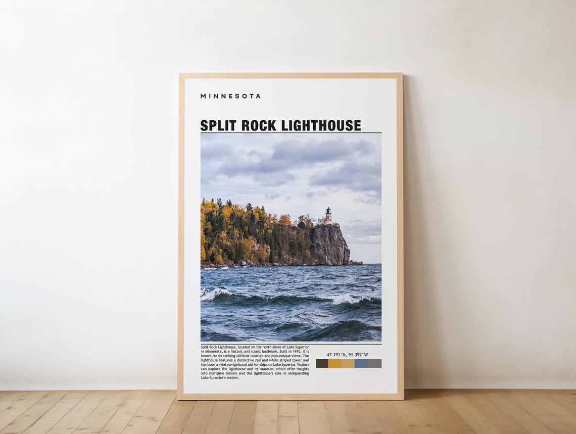 Split Rock Lighthouse Lake Superior Minnesota Cliff Photo Poster