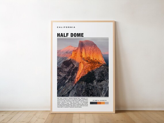 Half Dome Yosemite California Alpenglow National Park Travel Poster