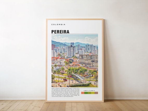 Pereira Colombia Coffee Region City Skyline Cathedral Travel Poster