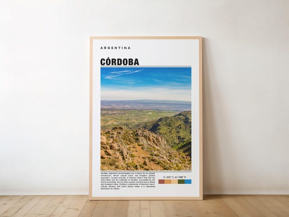 Crdoba Print Travel Poster Argentine Art Colonial Architecture Historic City Scenic Views Cultural Heritage Vibrant Markets Andean