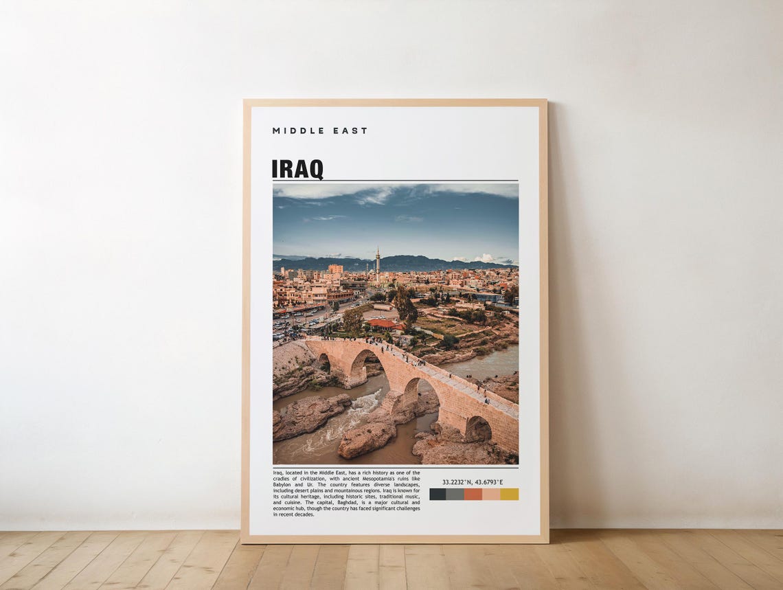 Iraq Print Art Poster Photo Painting Baghdad Artwork Personalized Gift