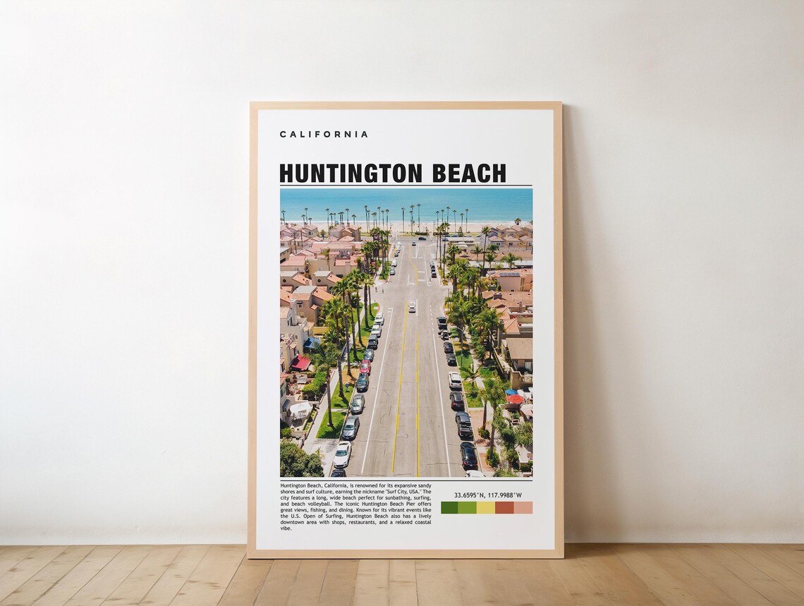 Huntington Beach California Surf City Street Photo Travel Poster