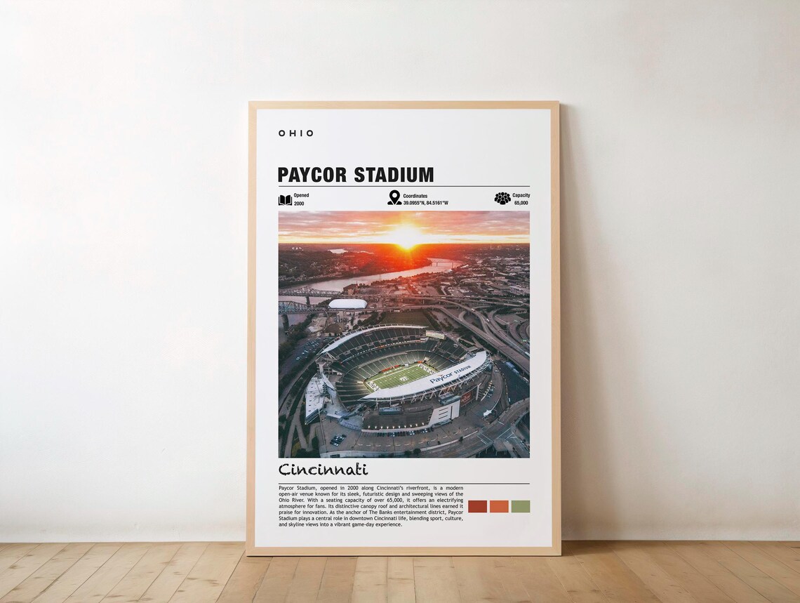 Paycor Stadium Art Print, Brown Sports Decor