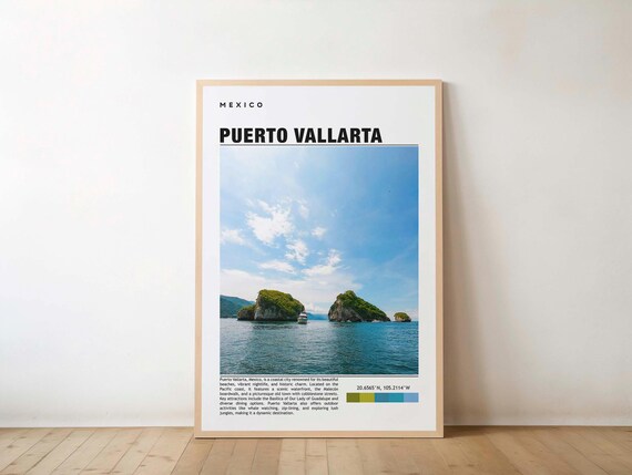 Puerto Vallarta Print Travel Poster Mexican Art Scenic Beaches Vibrant City Coastal Views Outdoor Adventure Cultural Heritage