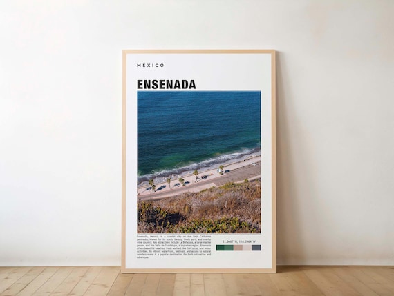 Ensenada Mexico Aerial Coast Beach Promenade Baja Travel Poster