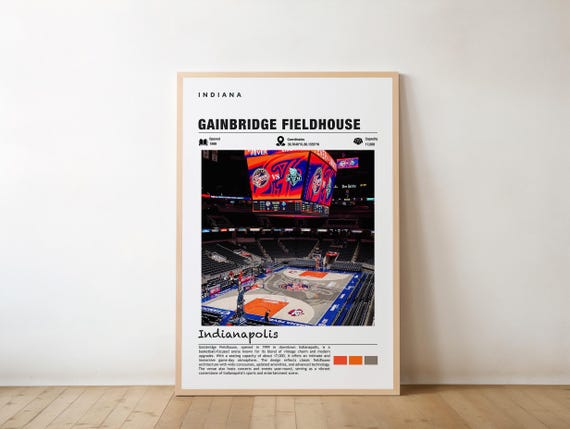 Gainbridge Fieldhouse Print Indiana Poster Indianapolis Views Arena Art Urban Charm Basketball Sports Venueindianapolis